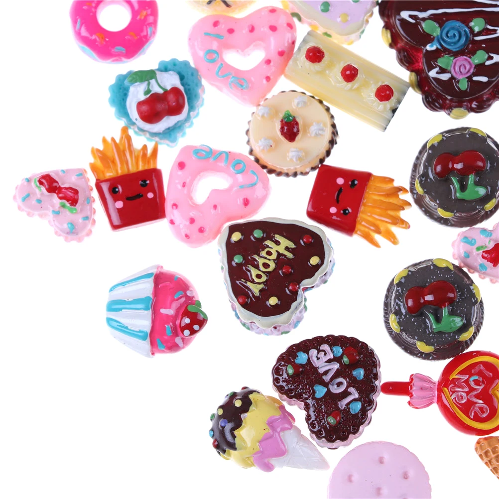 

Kawaii 10pcs/lot Mini Play Food Cake Biscuit Donuts Dolls Miniature Pretend Toy For Dolls Accessories Random