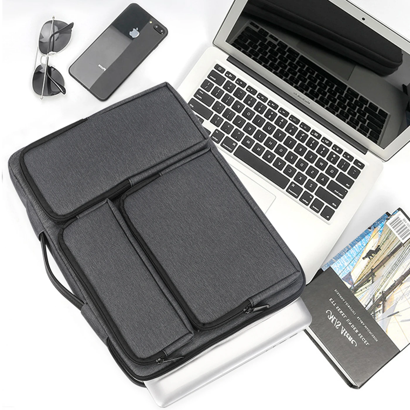 Laptop Messenger Bag, 13-13.3 inch Laptop Briefcase Sleeve with 3 Front Zipper Pockets Large Capacity for 13.3’’ Macbook Dell HP