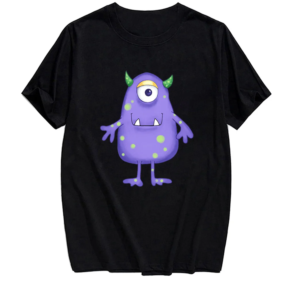 

CLOOCL Cartoon Funny Pure Cotton T-shirt Fashion Purple One-eyed Monster 3D Printed Casual T-shirt Women Hip Hop Tees Tops
