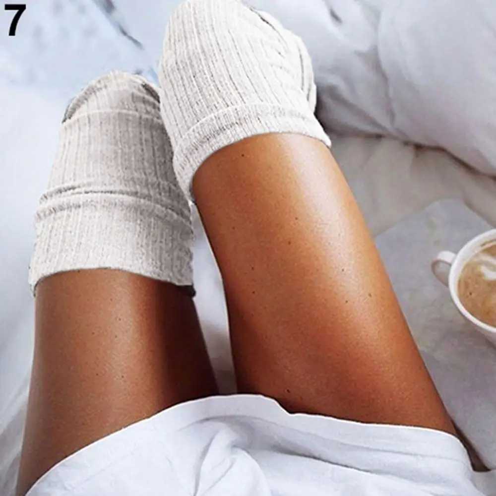 Пикантные женские трикотажные чулки до бедра Высокие гетры длинные хлопковые