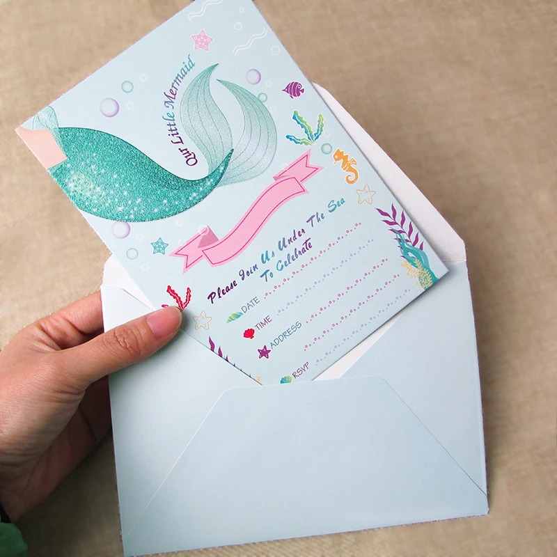 6 шт./упак. пригласительных билетов с рисунком маленькая русалочка Your're