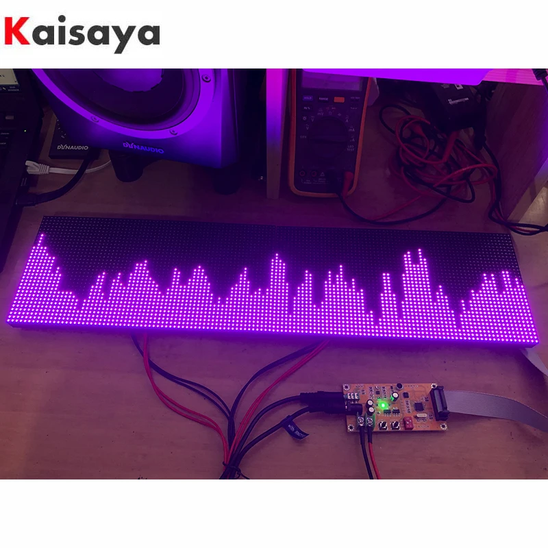 Full Color RGB Music Audio Spectrum Display Screen KTV Stage LED Rhythm Light 64 Mode Level Indicator VU Meter DIY