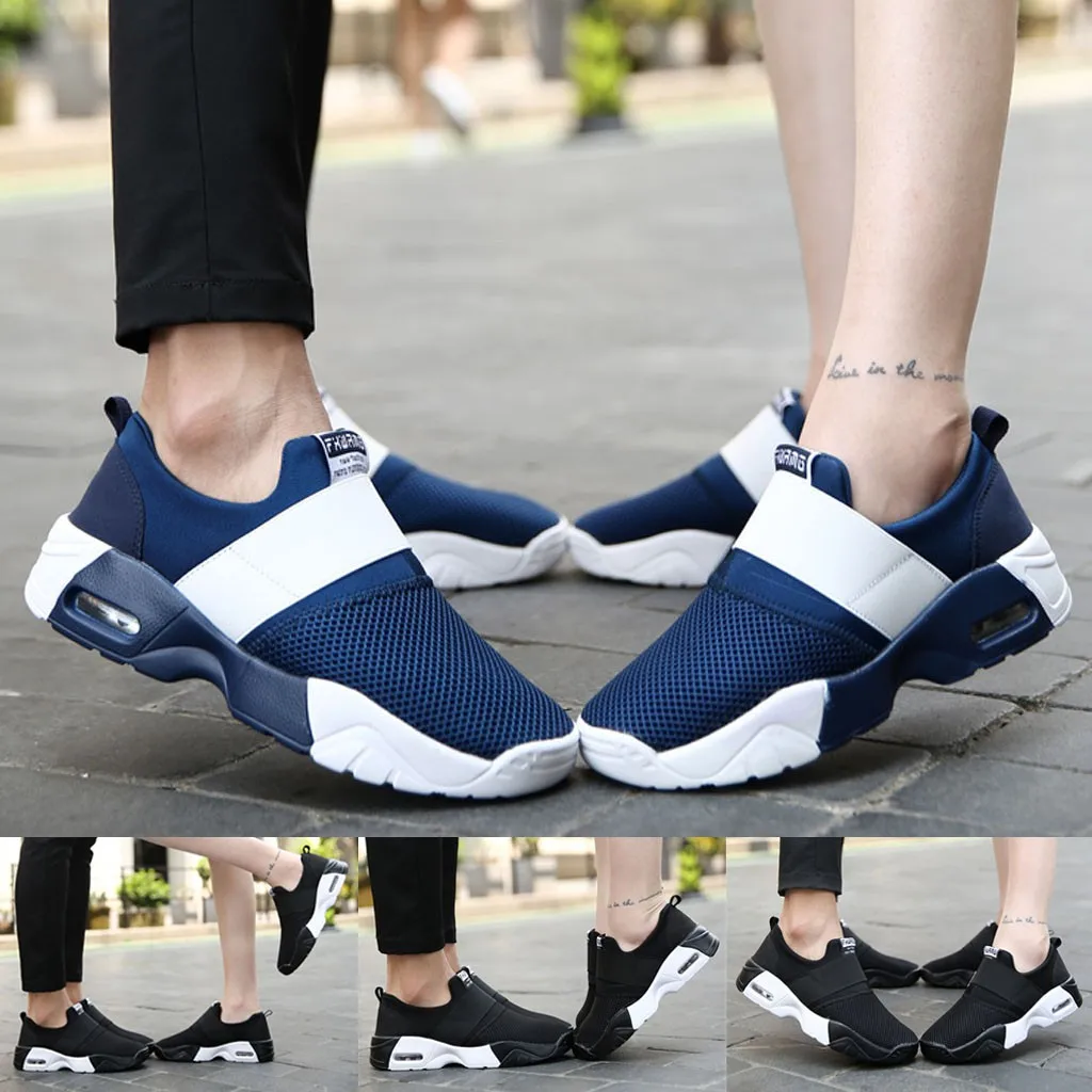 Дышащие кроссовки из сетки мужские повседневные подушки для улицы без шнурков