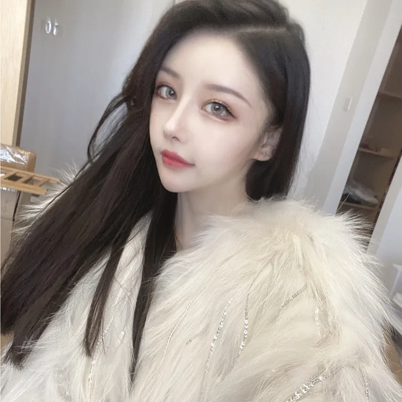 

2021 winter is thin fur woven imitation mink plush fringed fur short coat female fur coat za pink jacket