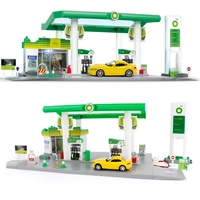164 simulation uk bp gas station model set fuel tank truck mini coopers metal diecast cars pull back toys with led ct0060