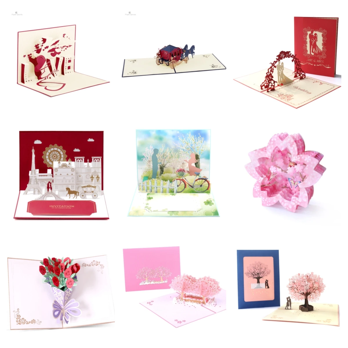 

Love 3D Pop-Up Cards Valentines Day Gift Postcard with Envelope Stickers Wedding Invitation Greeting Cards Anniversary for Her