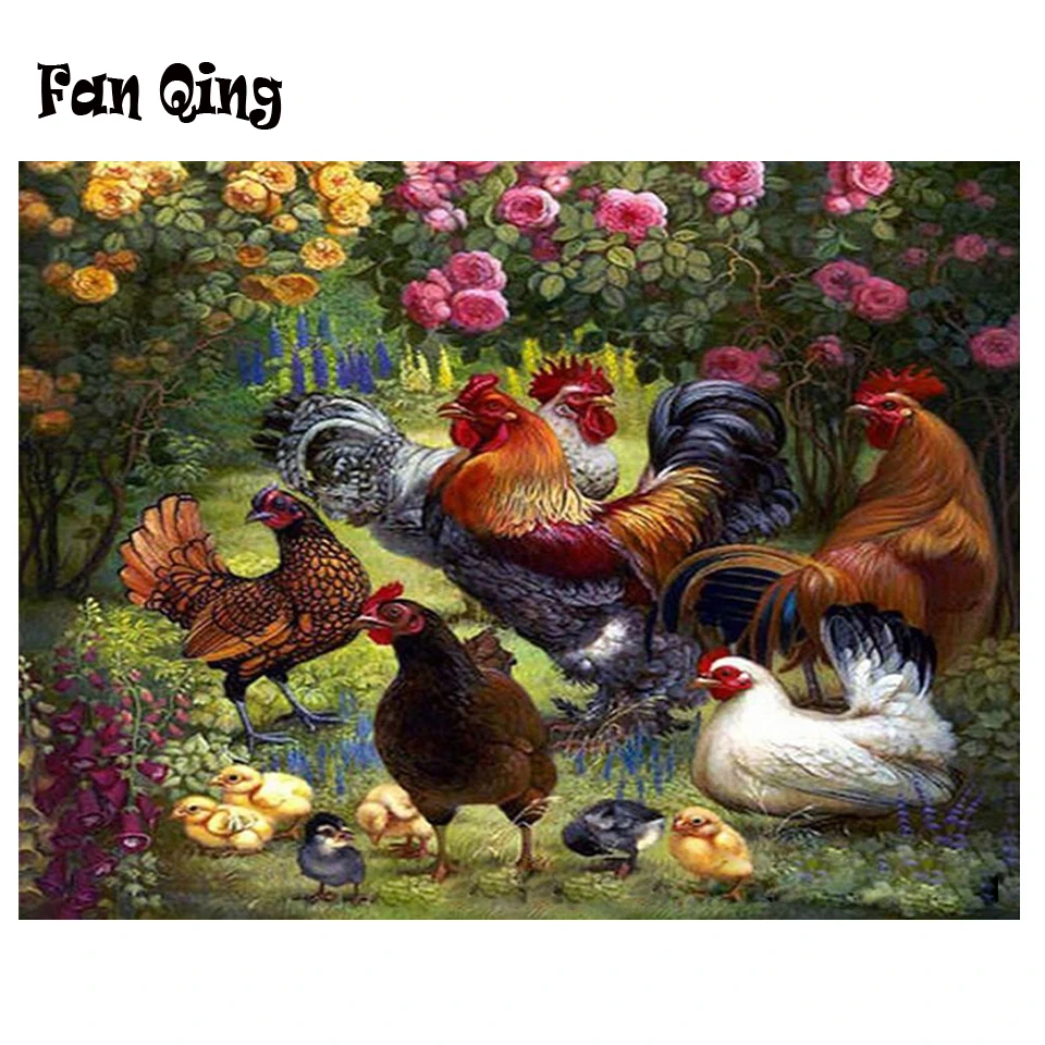Алмазная живопись 5D сделай сам полноразмерная круглая вышивка флок цыплят под