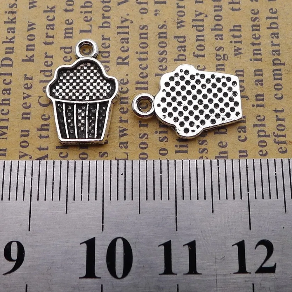 

250pcs Cake Charms 11mm x 16mm DIY Jewelry Making Pendant Antique Silver Color