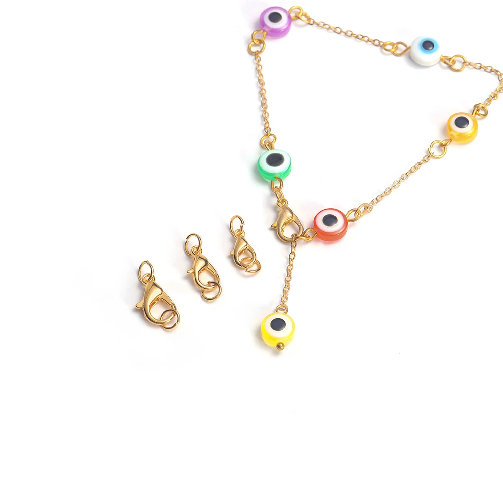 

50pcs 10 12 14mm Metal Lobster Clasps Hooks With Jump Rings Gold Color End Clasps Connectors Necklace Jewelry Making Findings