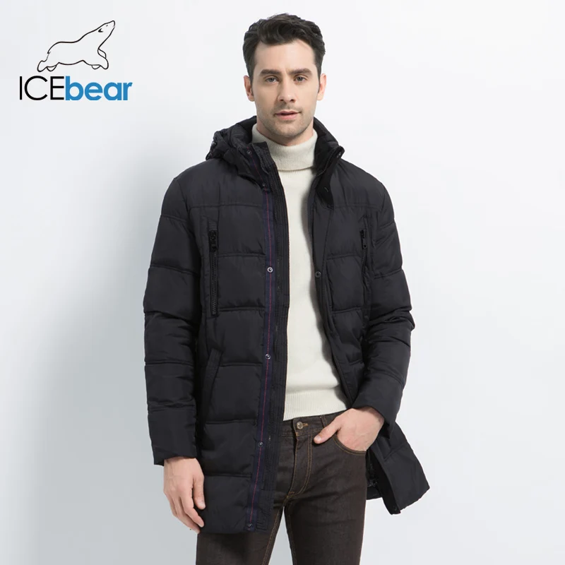 ICEbear 2019 высокое качество теплое мужское толстое пальто средней длины теплая