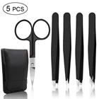 45 шт для бровей Пинцет из нержавеющей стали набор профессиональных острымНаклонный наконечникплоский наконечник Нержавеющаясталь удаления волос набор кисточек для макияжа инструмент с сумкой