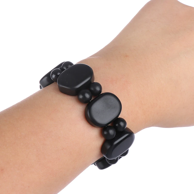 Женский и мужской массажный браслет квадратной формы из натурального черного