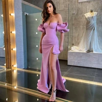 elegant lilac mermaid purple formal evening dinner dresses off shoulder side split birthday gowns for women robe de soir%c3%a9