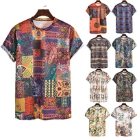 african style men print t shirt summer ethnic style loose breathable slim fit shirts top camisas para hombre