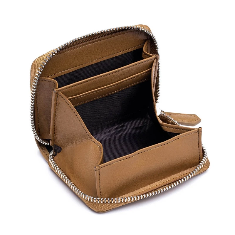 Кожаный кошелек для кредитных карт отделение монет на молнии с RFID-защитой