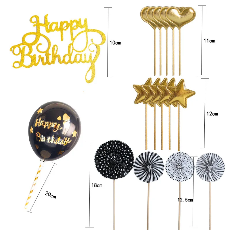 

Happy Birthday Balloon Caketopper 4 Color Style Sweet Birthday Decor Girls Favor Rose Gold Birthday Gift Balloon Star Cake Decor