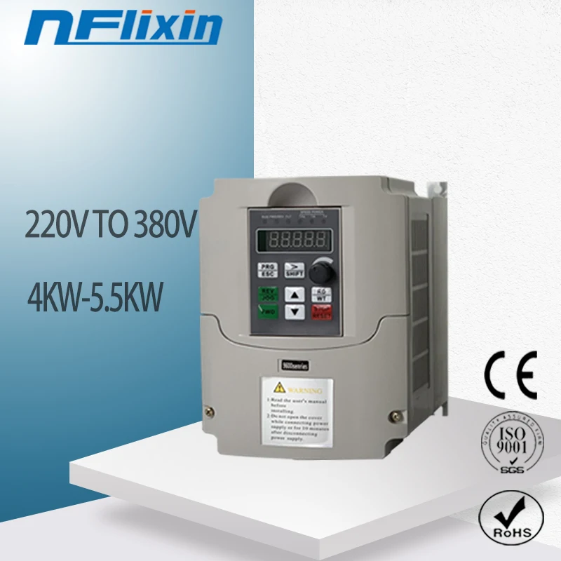 

VFD Inverter 4KW 5.5KW 7.5KW 220V in and 380V out single phase 220V household electric input and Real Three-phase 380V output