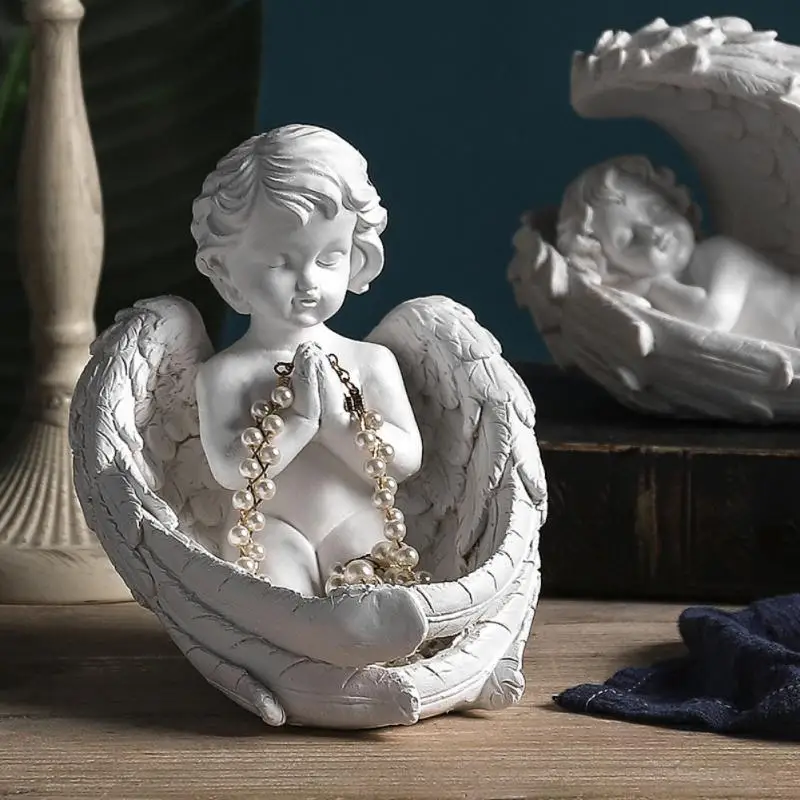 

European Ornament Angel Statue Home Decoration Cute Cupid Praying/Sleeping Angel Figurine Adorable Cherub Sculpture Resin Crafts