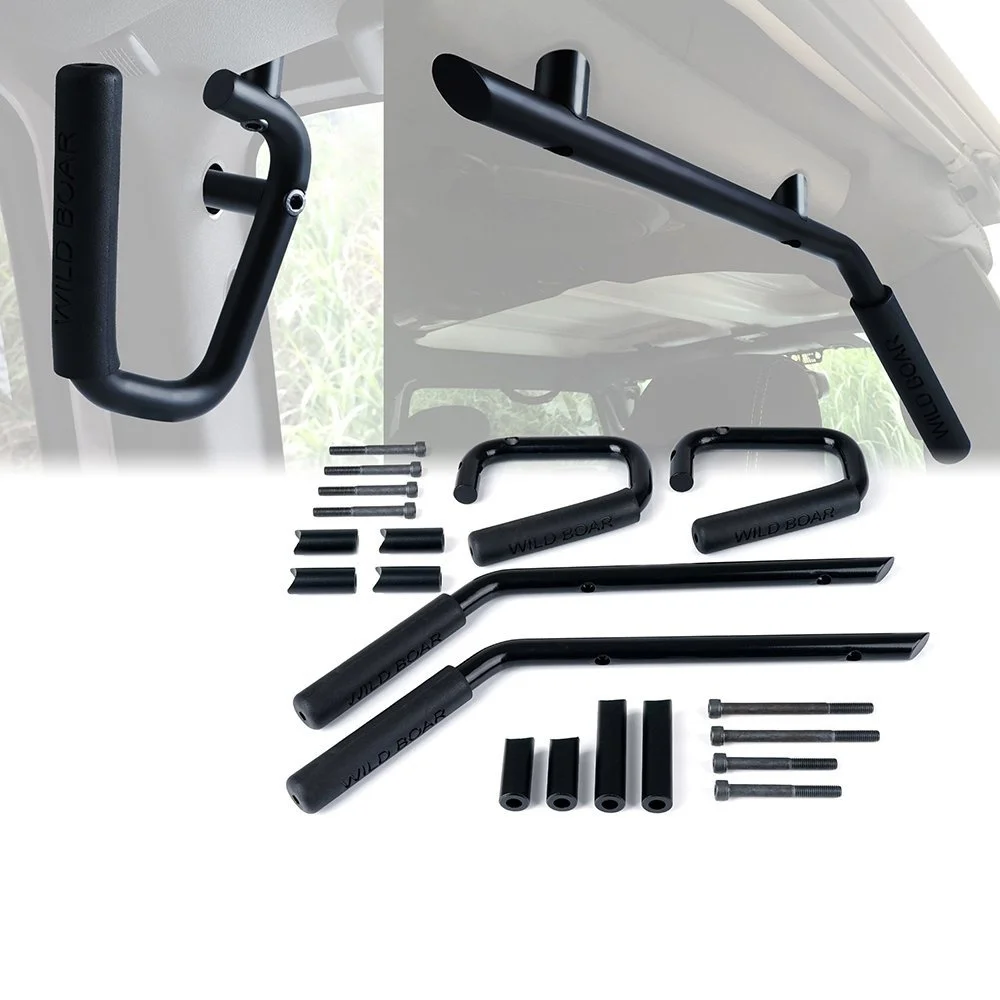 

Marloo Front & Rear Black Red Hard Mount Solid Steel Grab Handle Bar For Jeep Wrangler JK Rubicon Sahara Sport 2/4 Door 2007 up