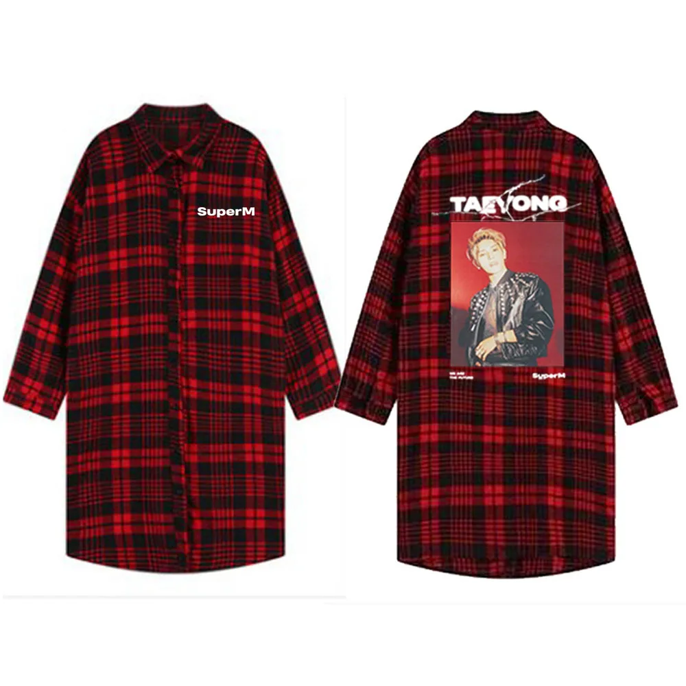 Новое поступление одинаковая Корейская рубашка в клетку с фотографией