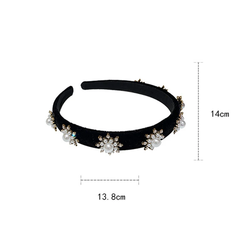 

Fashion Luxury Velvet Black Rhinestone Headband For Women Korea Tv Star Simulated Pearl Simple Hairpin Wedding Satin Headband