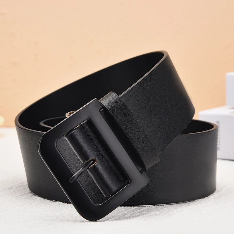 Ooluolan brand women's retro fashion belt, the designer's large belt is made of leather retro style, with D-shaped exquisite met