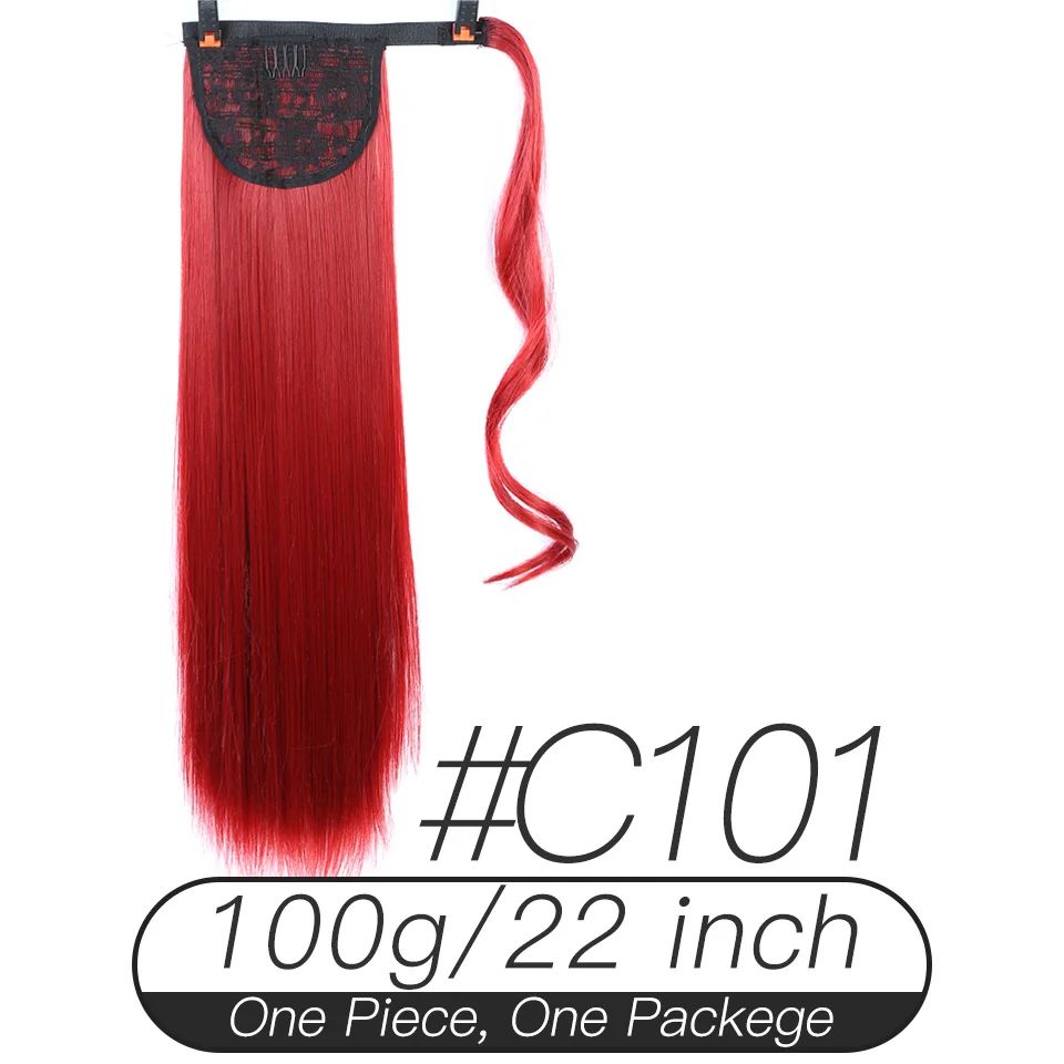 C101 Xnaira афро поддельные волосы пучок кусок блонд длинный прямой шнурок конский хвост Синтетический конский хвост наращивание волос Клип Ins для черного - Цвет: C101