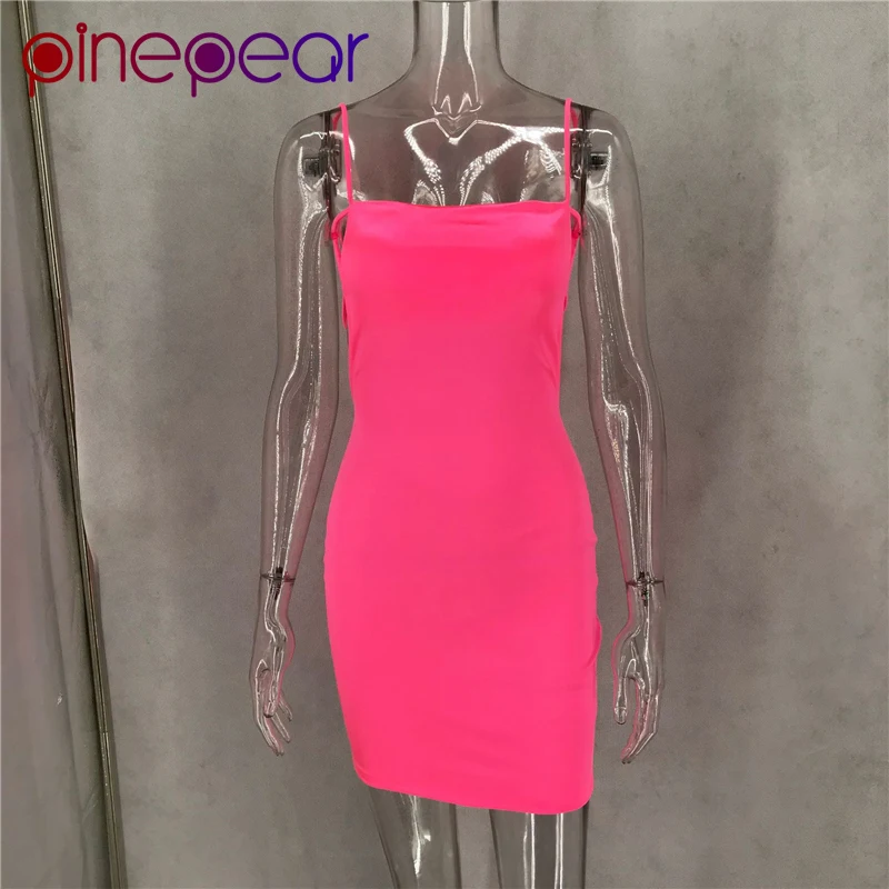 PinePear неоновый зеленый Спагетти ремень спинки Bodycon мини-платье летняя одежда для женщин сексуальное Клубное Бандажное платье оптом