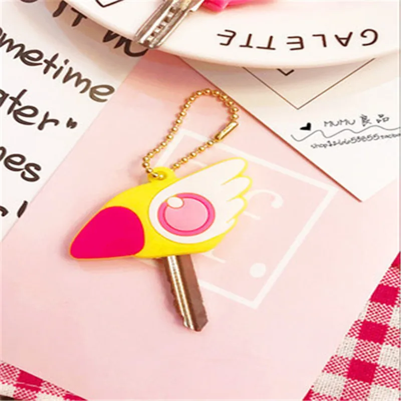 Anime Sailor Moon Keychain Cosplay Card Captor Sakura Keyring Girls Keychains Rubber Key Pendant Protective Case | Тематическая