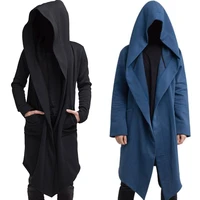 mens robe hooded cloak winter fashion loose pocket warmer coat long sleeve casual comfy warm outwear
