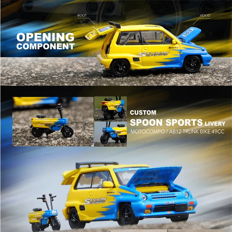 

Ложка INNO 1:64 для HONDA CITY TURBO II, с мотоциклом, можно открыть крышку, ограниченный коллекционный выпуск, полимерная металлическая игрушка-модель