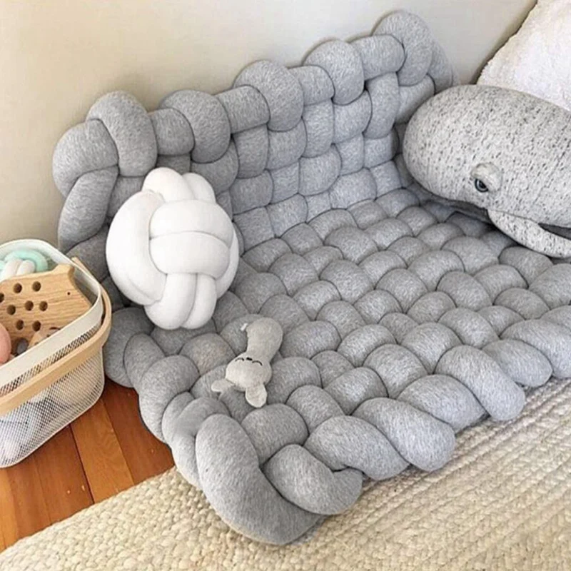 

Space Knot Baby Sleeping Mat,Soft Cotton Square Nursery Rug,Nursery Room Decor for Infant Toddler and Children,Grey