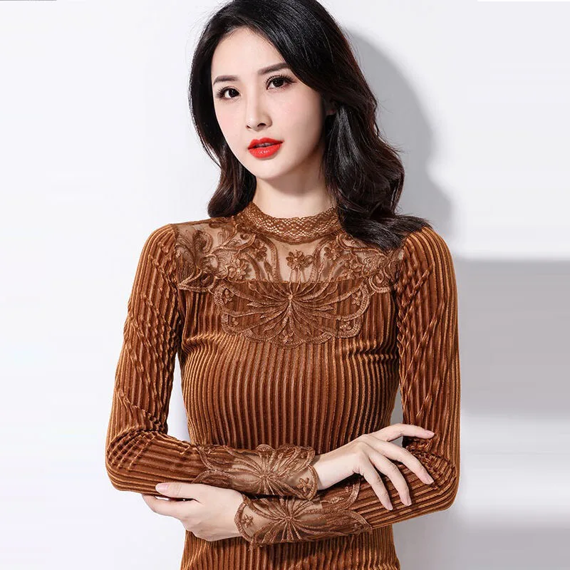 Рубашка женская велюровая с длинным рукавом и воротником-хомутом на флисе 3xl для