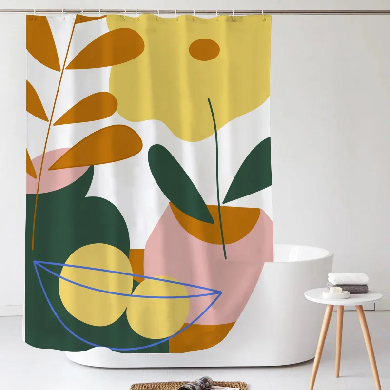 

Fashion Geometric Shower Curtain Simple Anti-mildew Separate Shower Curtain Waterproof Door Cortina Ducha Bathroom Decor DH50YL