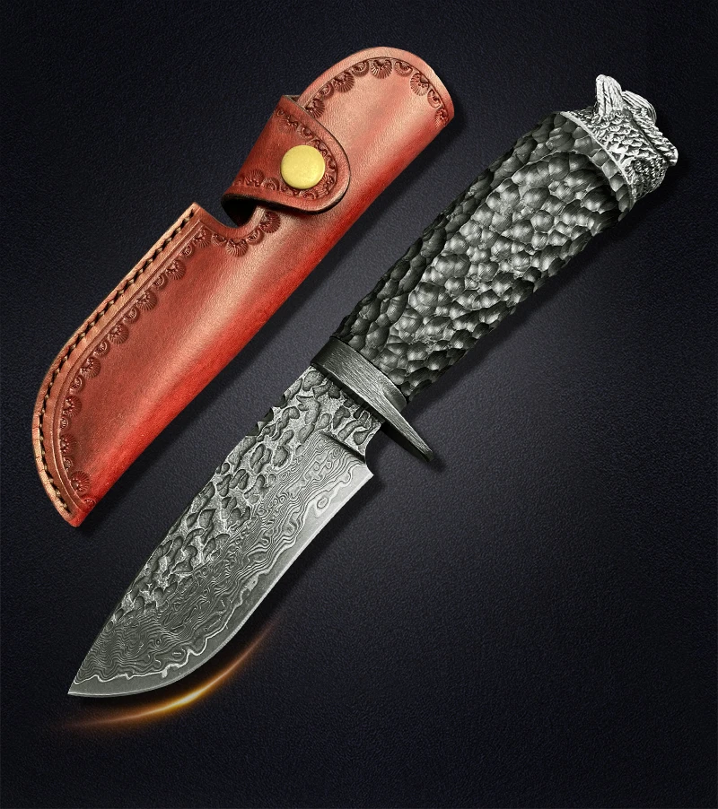 

Дамасский Стальной Охотничий Нож VG10 с фиксированным лезвием, высококлассный прямой нож ручной работы, тактический нож для выживания на при...