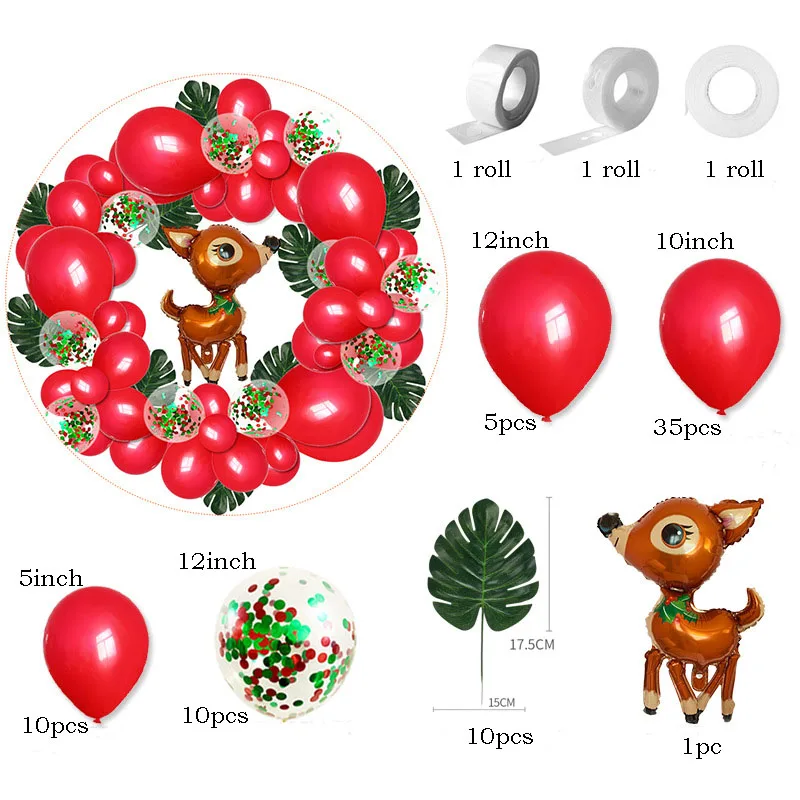 Красно-зеленый Рождественский венок Leeiu латексные воздушные шары фольгированные