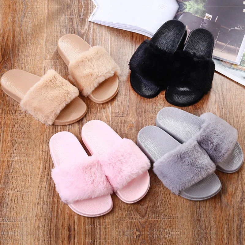 

2021 Trend New Four Season Home Plush Slippers Women Simple Thick Bottom Warmth Non-Slip Casual Fashion Cotton Slipper Wholesale