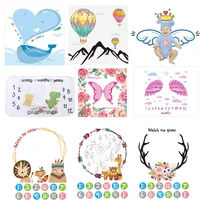 newborn photography prop blankets hot air balloon printed backdrop cloth baby boy girl monthly photograph stickers