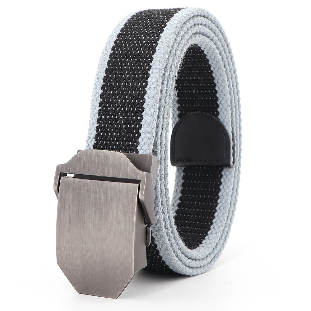 Ремень мужской из кожи с тигровой автоматической пряжкой ультрадлинный холщовый