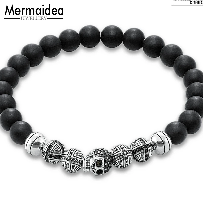 Браслет с голограммой черепами крестиками 2020 новинка почерненное серебро модные