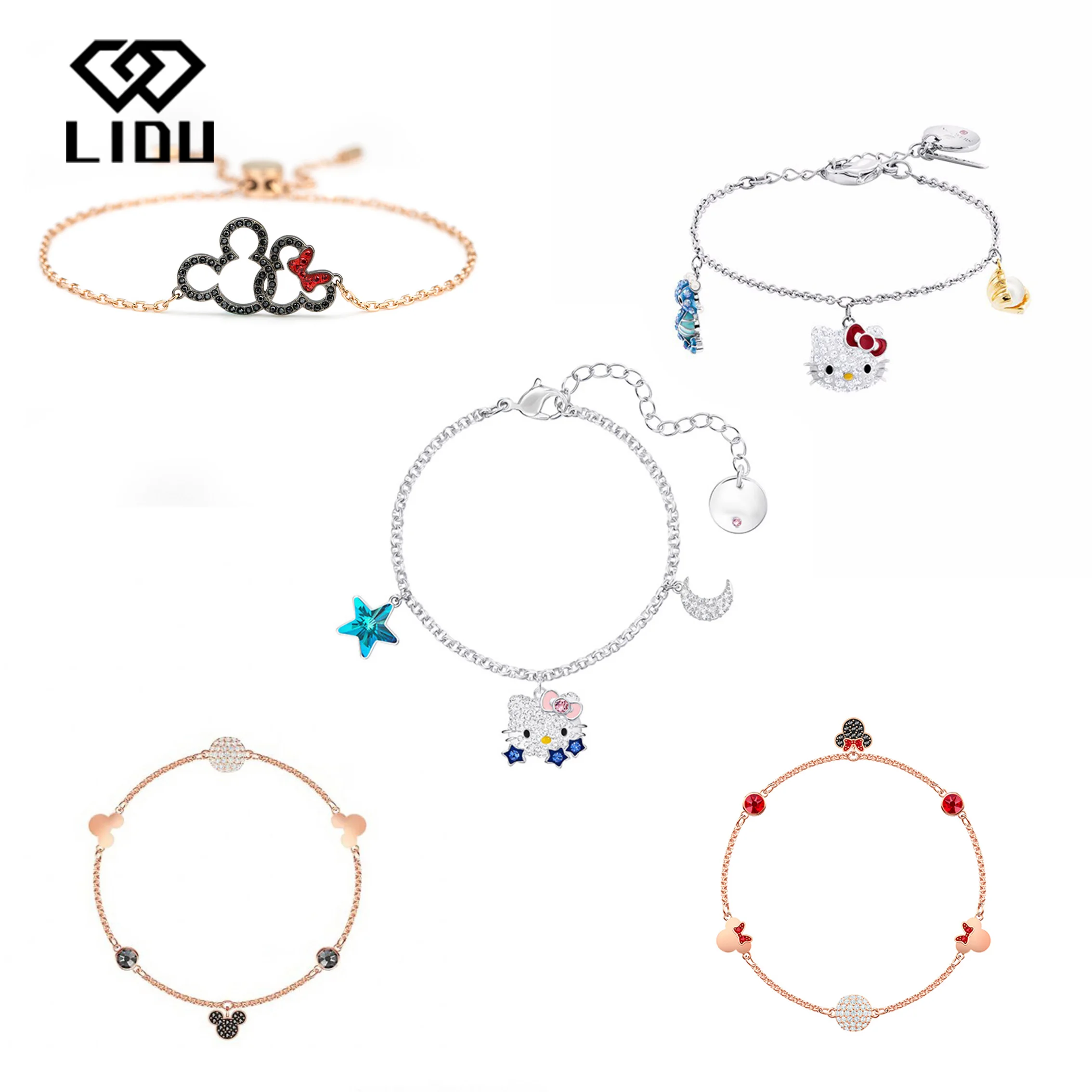 LIDU высококачественные изысканные модные милые Мультяшные Hello Kitty Микки брикет