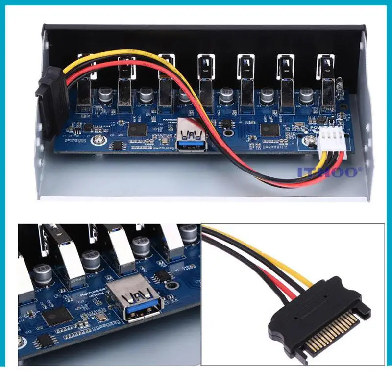 

5.25inch USB3.0/USB2.0 7 Port HUB 19PIN Plastic Fast Charge Optical Drive Panel