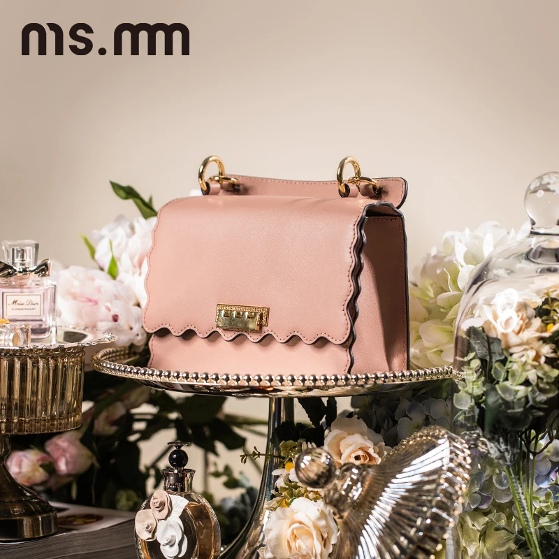 MS. MM замок с алмазами оборками сумки через плечо для женщин натуральная кожа