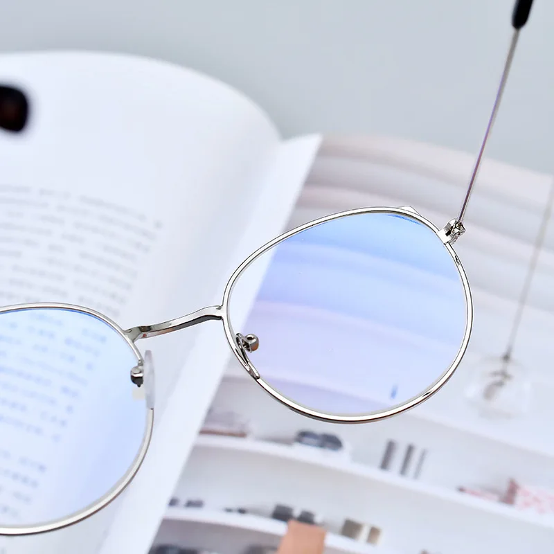 

MOONBIFFY New Arrival Woman Men Cat Round Eyes Eyeglasse Frame Eyewear Optical Spectacle Glasses Gold Silver Frame Glasses