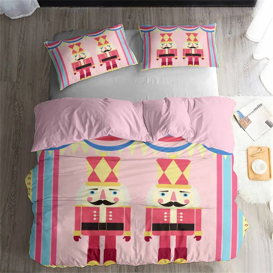HELENGILI 3D Постельное белье Щелкунчик печати пододеяльник набор Bedcloth с Наволочка на