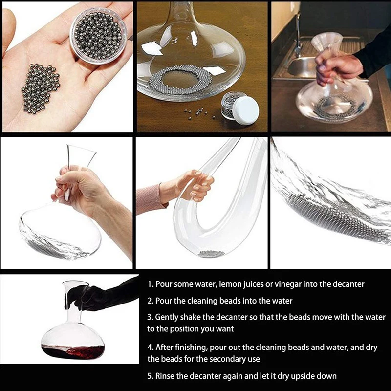

300Pcs Wine Tea Stains Cleaning Ball 4mm Stainless Steel Glass Bottle Clean Pellets Bead Decanter Cup Brushing Bar Accessories