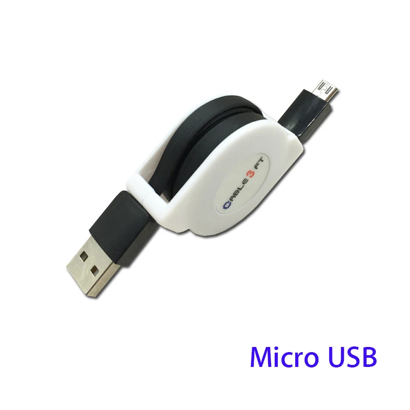 Black Micro usb 2/3 м микро USB Выдвижной зарядный кабель для Samsung Galaxy J3, J5, J7 года Redmi 8 7A 7 6 портативное зарядное устройство адаптер кабель - Цвет: Black Micro usb