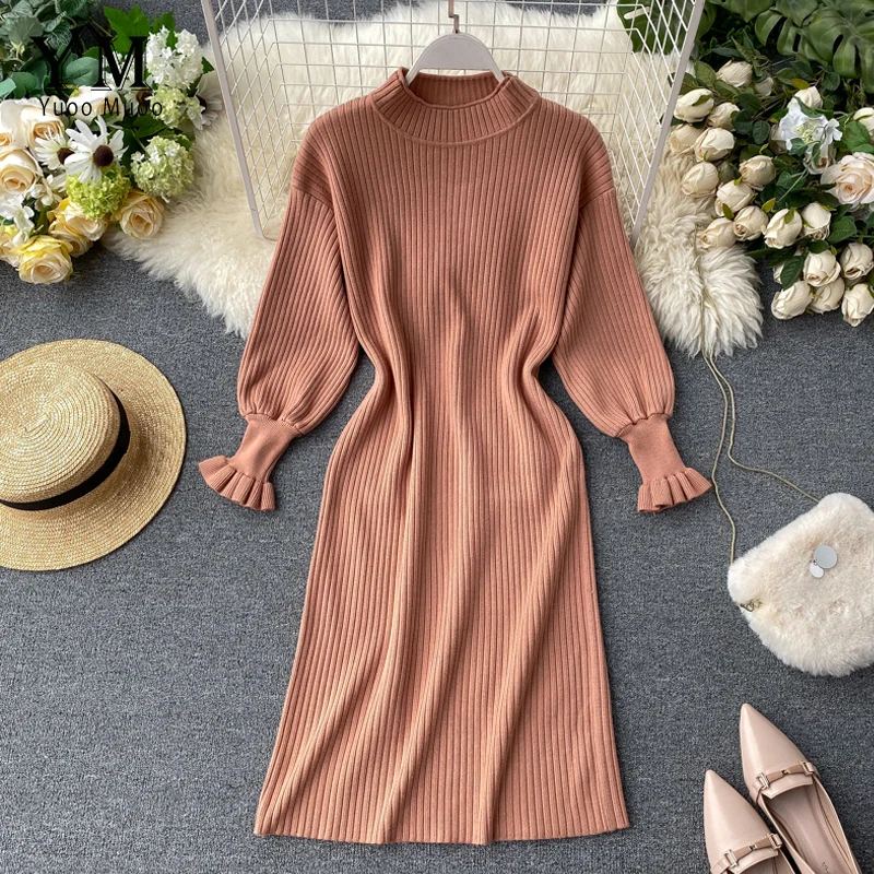 YuooMuoo хорошее качество удобное женское платье Осень-зима элегантное с длинным
