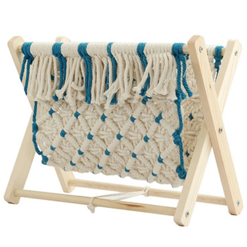 

Patchwork Rope Braided Storage Bohemia Style Desktop Magazine Floor Rack Photo Props Shelf Fashion Single Layer