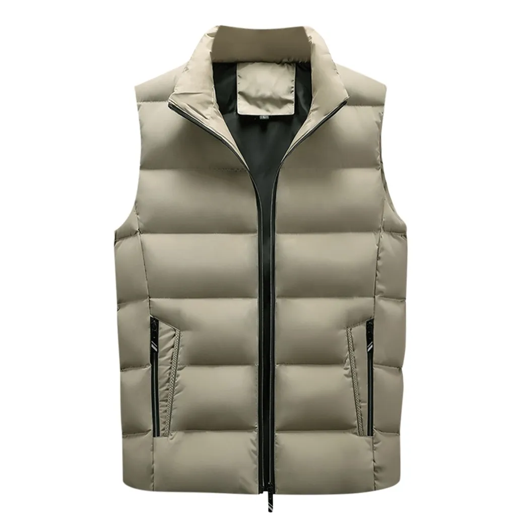 Мужской утепленный жилет на молнии повседневный без рукавов с хлопковой